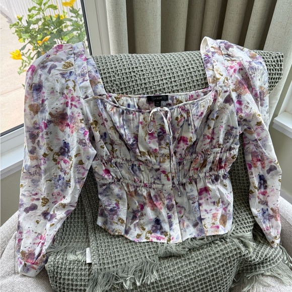 J. Crew Tops - J. Crew Cream Puff Sleeve Smocked Blouse